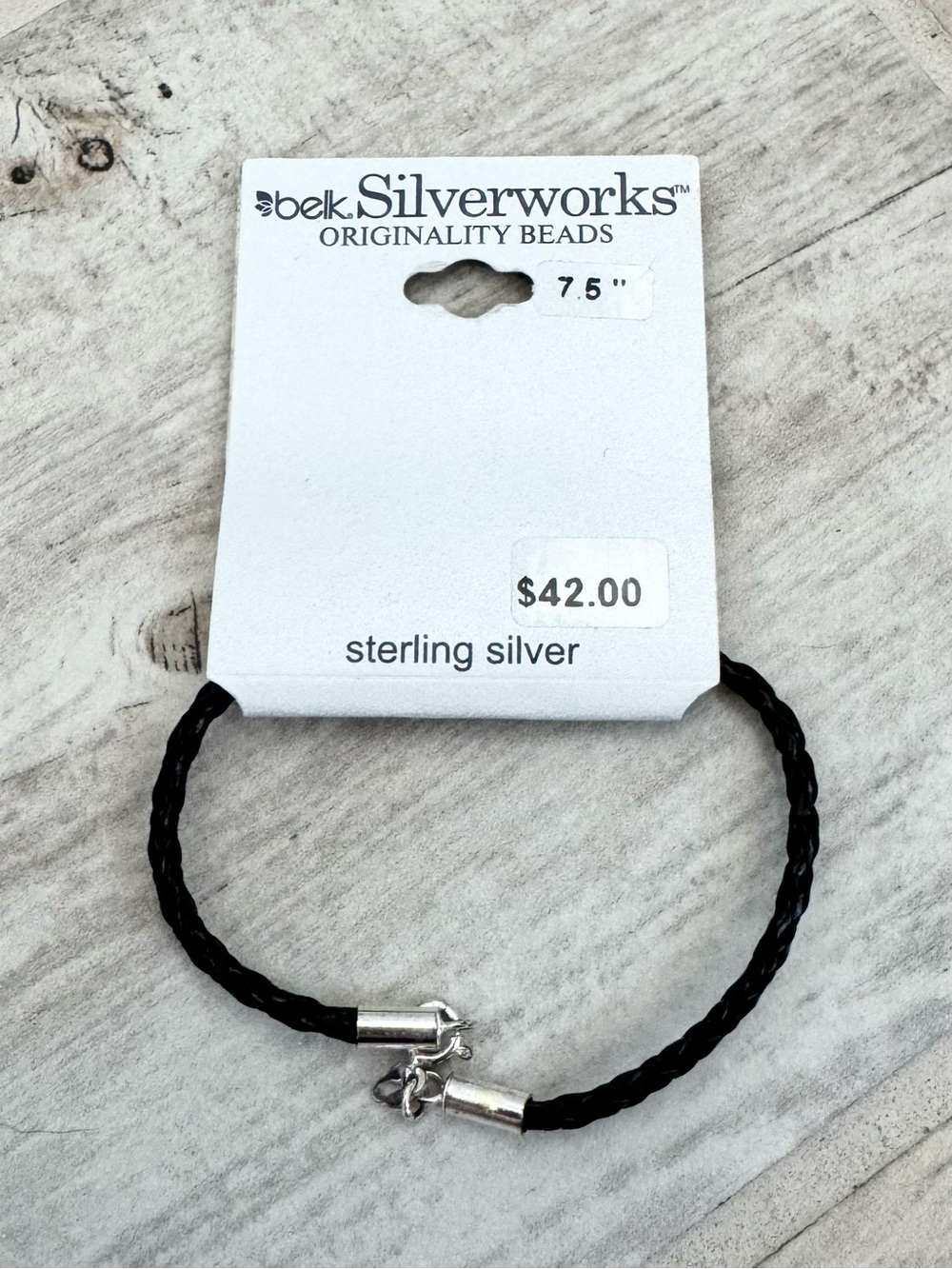 Belk Black Braided Leather Sterling Silver Bracelet